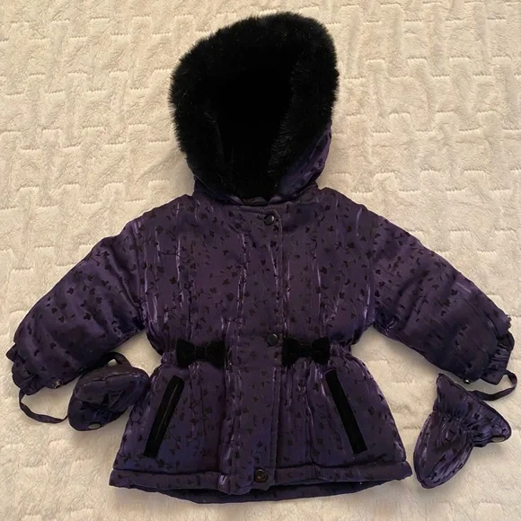❄️Rothschild Velvet Flocked Hooded Purple Coat - Picture 3 of 11